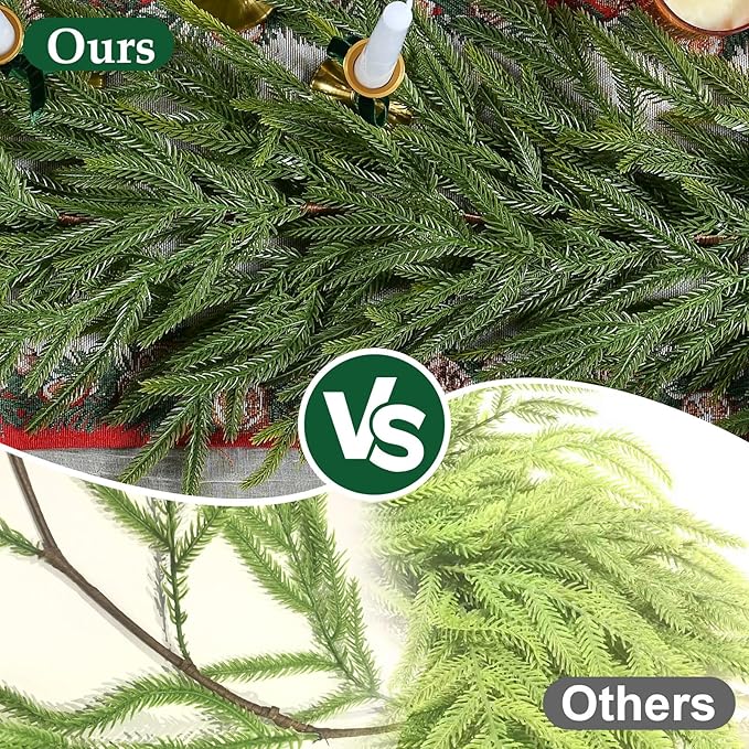1 PCS 6 FT Artificial Norfolk Pine Garland, Real Touch Christmas Garland, Faux Winter Pine Garland for Fireplace Mantle Table Wall Stair Indoor Outdoor Xmas Holiday Christmas Decorations