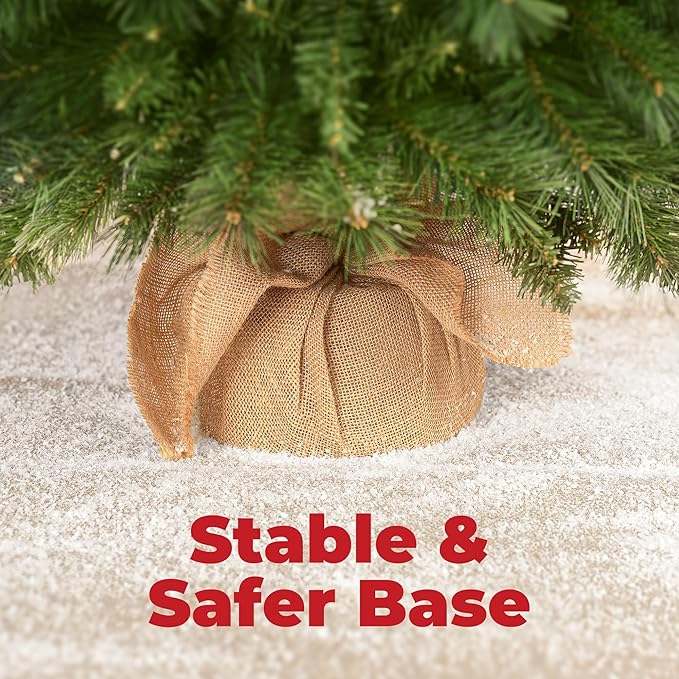 Christmas Tree, 4FT Tabletop Christmas Tree with Cloth Bag Base and LED Light, Pre-Lit Small Artificial Tree with Pine Cones & Red Berries, Christmas Decorative for Outdoor Indoor Porch