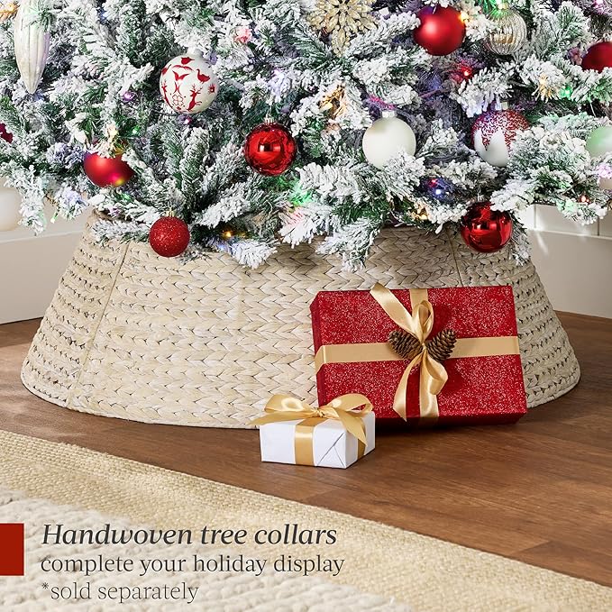 Best Choice Products Pre-Lit Artificial Christmas Tree 4.5ft Snow Flocked Pine Tree, 2-in-1 White and Multicolor LED Lights, Full Snowy Appearance