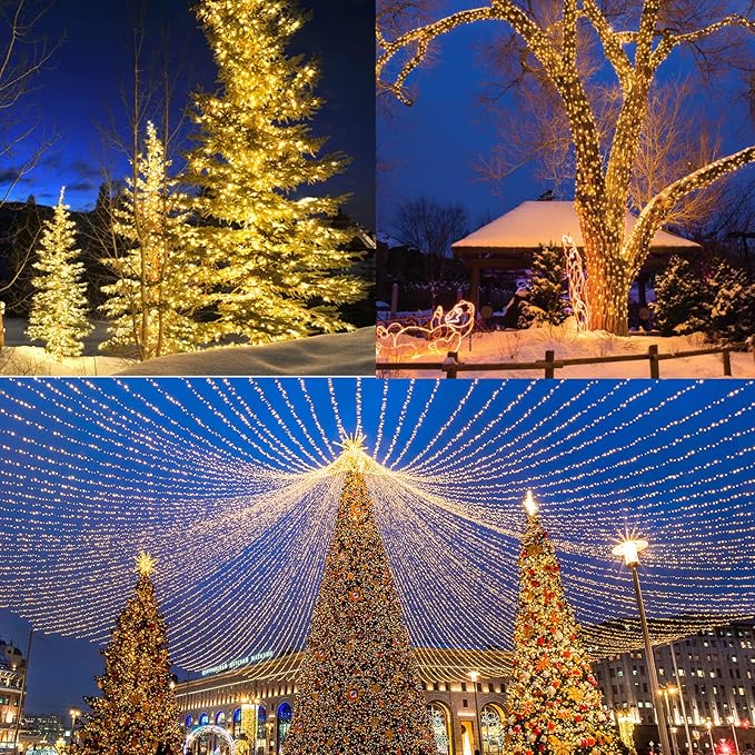 338Ft Christmas Lights Outdoor, 1000 LED Christmas String Lights with 8 Modes, Timer, Waterproof Fairy Twinkle Lights for Party, Garden, Wedding, Holiday, Weddings, Xmas Tree Decorations (Warm White)