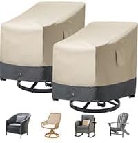 Extra Heavy Duty Patio Chair Covers Waterproof Up to 8000pa, 2 Pack Patio Furniture Covers for Outdoor Swivel/ Rocking Chair/ Adirondack Chairs, Outdoor Seat Cover with Air Vents, 33"W x 35"D x 38.5"H