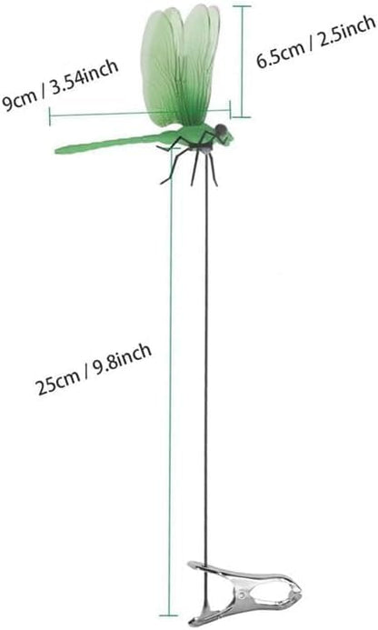 8pcs Dragonfly Hat Clip Realistic Fake Dragonflies Clip-On Garden Outdoor Decor Stakes Plastic Dragon Fly Clips Plant Decorations for Pots
