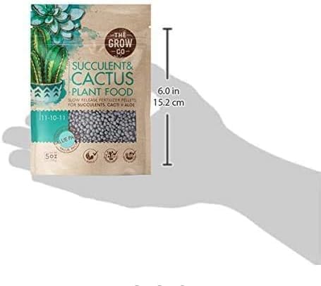 The Grow Co Succulents & Cactus Plant Food - Gentle Long Lasting Formula, Slow Release Fertilizer (Liquid Alternative) for All Potted Succulent, Cacti & Aloe Vera Plants (5 oz)