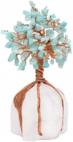 Amazonite Crystal Tree of Life - Handmade Gemstone Tree, Natural Quartz Stone Base, Chakra Tree of Life, Copper Wire Money Tree, Feng Shui Tree, Crystal Decorations, Healing Crystal, Spiritual Gifts