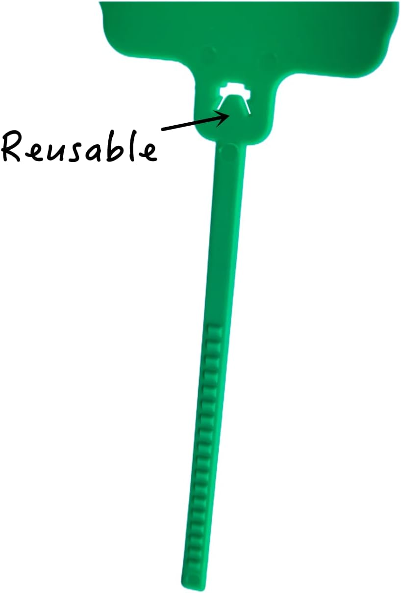100pcs Reusable Blank Plastic Tags Ties Key Tags 1.45"*2.48" Serrated Tension Sealing Strap with Large Label Plastic Tie Mark Label Waterproof Hang Sign Write on Tag (Green, 100pcs)