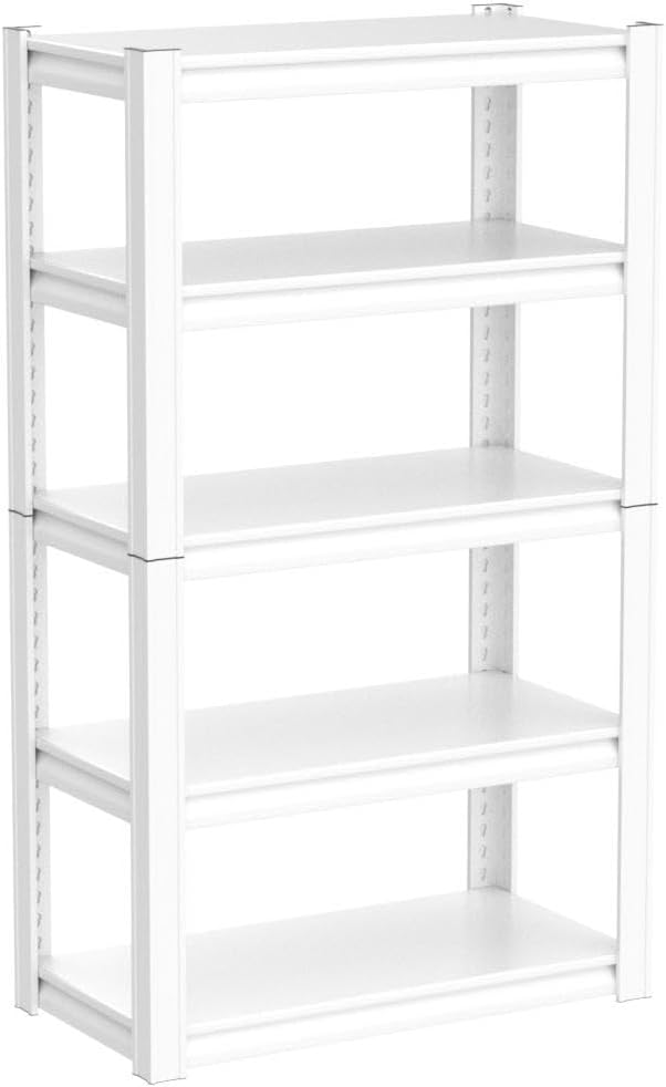 Raybee 72''H Garage Shelving Heavy Duty Storage Shelves Load 2010LBS Adjustable 5 Tier Metal Shelving White Garage Sheves Pantry Shelf for Kitchen Closet 72''H*31.7''W*16.3''D