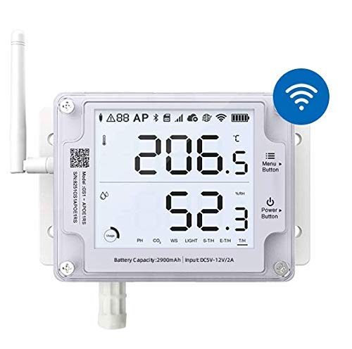 Ubibot Thermometer Hygrometer, Wireless Temperature Data Logger, Remote Humidity Monitor for Refrigerated Truck Free App Email Alarm, IFTTT 2.4GHz only (GS1-AETH1RS Ethernet)