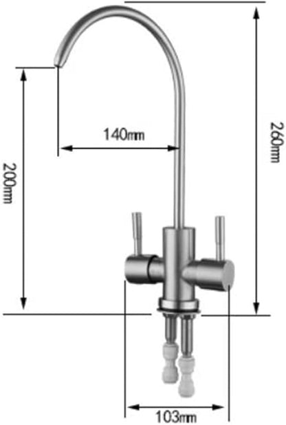 304SUS Stainless Steel 2 Way Filtered Kitchen Bar Sink Faucet Reverse Osmosis Ro Water Filter Tap (Brushed Nickel)