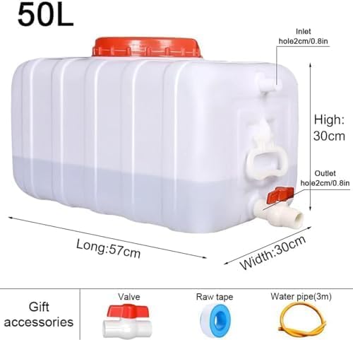 Large Plastic Water Storage Tanks Emergency Water Storage 50L/80L/110L/200L Camping & Hiking Water Storage Water Container Multifunctional Water Tank(Size:200L/53gallon)
