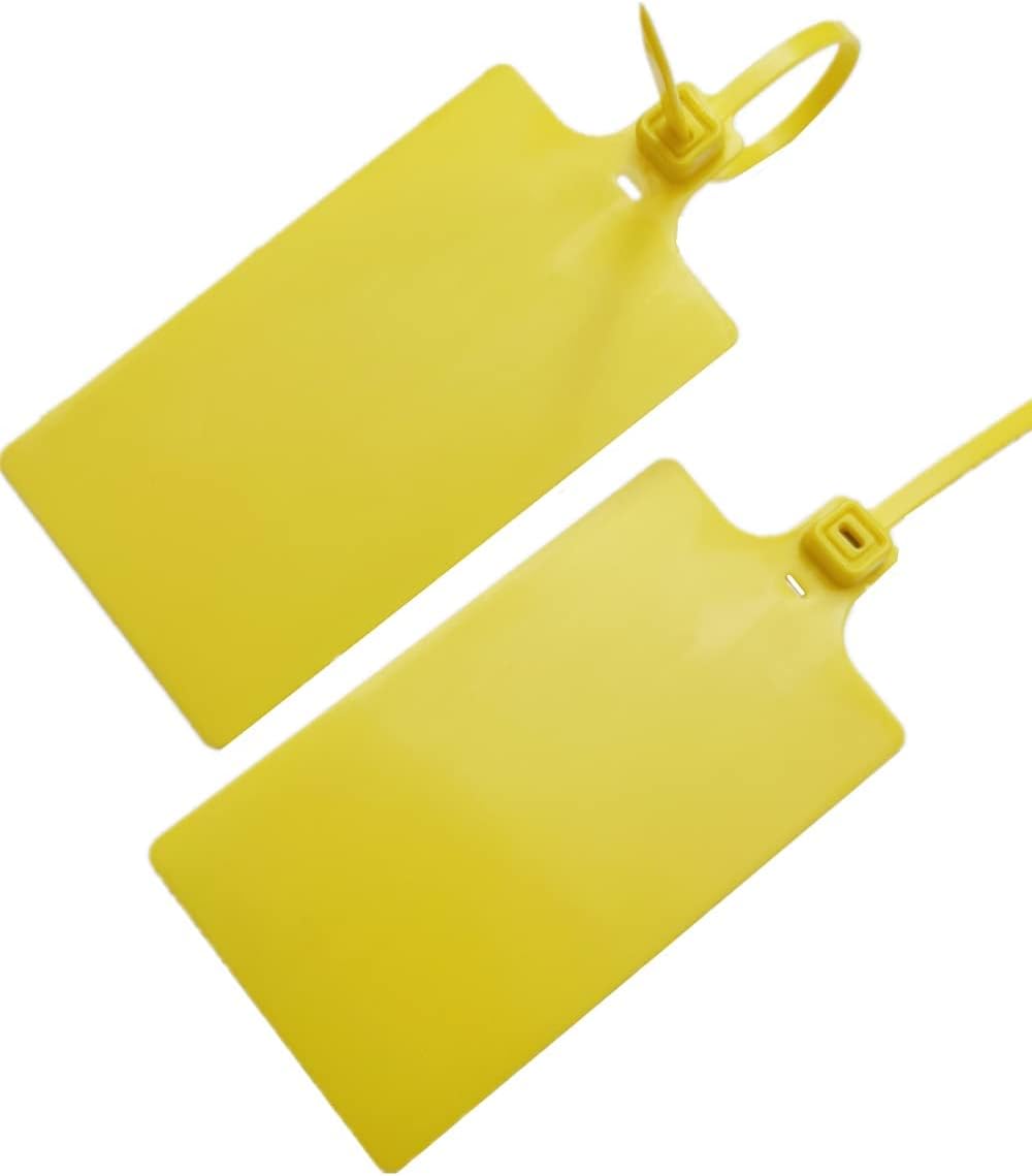 Blank Waterproof Plastic Tags Marker Ties Large Labeling Tags Fastener 2.28"×3.94" 200pcs,Yellow