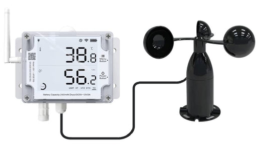 Ubibot GS1-AETH1RS + Wind Speed Sensor Probe Bundle Ethernet Thermometer Hygrometer, WiFi Temperature Humidity Sensor, Digital Temperature Data Logger, Free App Email Alert(2.4GHz WiFi & RJ45 Ethernet