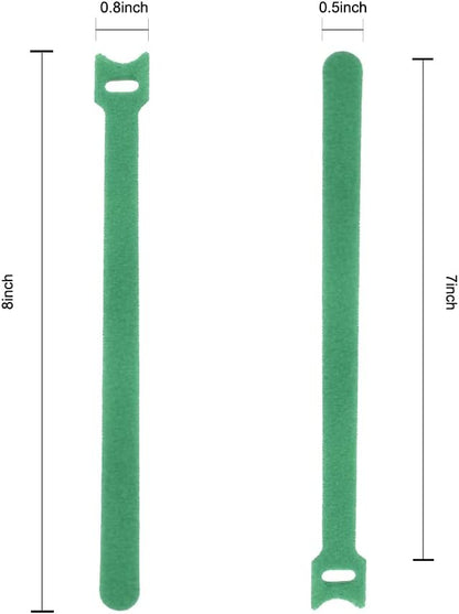Hook＆Loop Garden Plant Cable Ties, Adjustable Garden Nylon Ties for Supporting Plant and Vines, Multi-Functional Ties(100 Pcs, 8 Inch, Green)