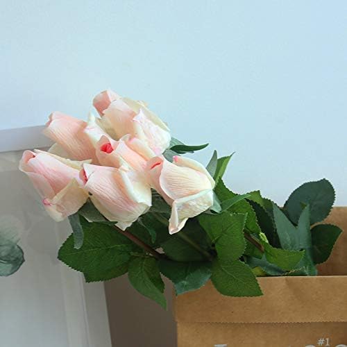 12pcs Real Look Artificial Rose Buds, 22 Inch Real Touch Silk Rosebud, Realistic Design Artificial Flower with Real Feel Petals,Silk Flower Bud for Wedding Home Décor,Champagne