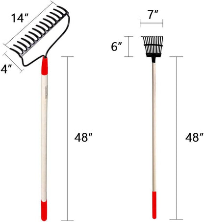 GardenAll 7-Piece Shovels Rakes Hoe Set Garden Tools Gifts for Women Long Wood Handle Pointy Shovels for Digging Short Handle Shovel Meteal Rakes Cultivator Set