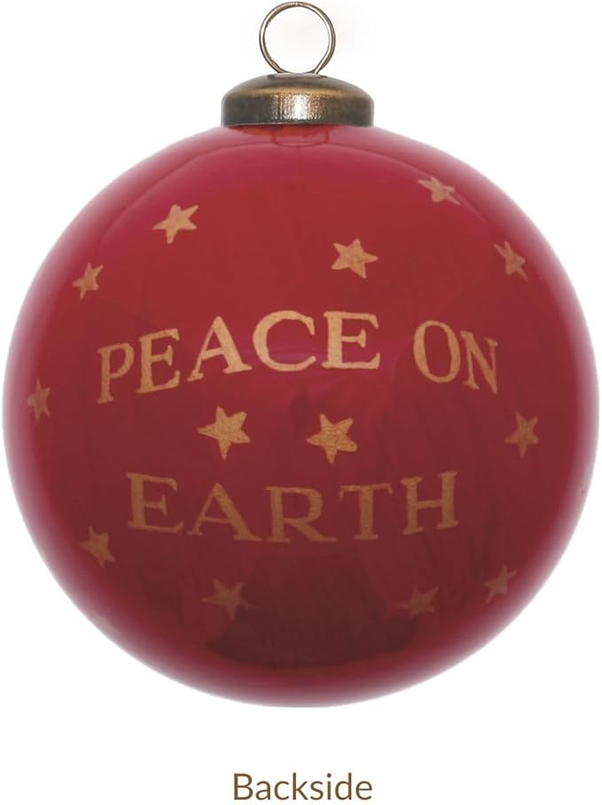 Peace on Earth Dove Ornament – Hand-Painted White Dove Christmas Ornament – Glass “Peace on Earth” Holiday Decoration – Dove Ornament for Christmas Tree – Inspirational Gift