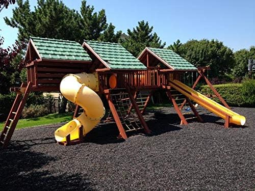 Playsafer Rubber Mulch Nuggets Protective Flooring for Playgrounds, Swing-Sets, Play Areas, and Landscaping (400 LBS - 16 CU. FT., Natural Black (Unpainted))