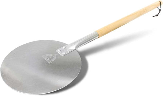 Pizza Turning Peel PRO - 9" Diameter- 31.5" Detachable Wooden Handle with Leather Strap, Premium Hard Aluminum, Perfect for Professional & Home Use, Ideal Bakeware, Oven Accessory