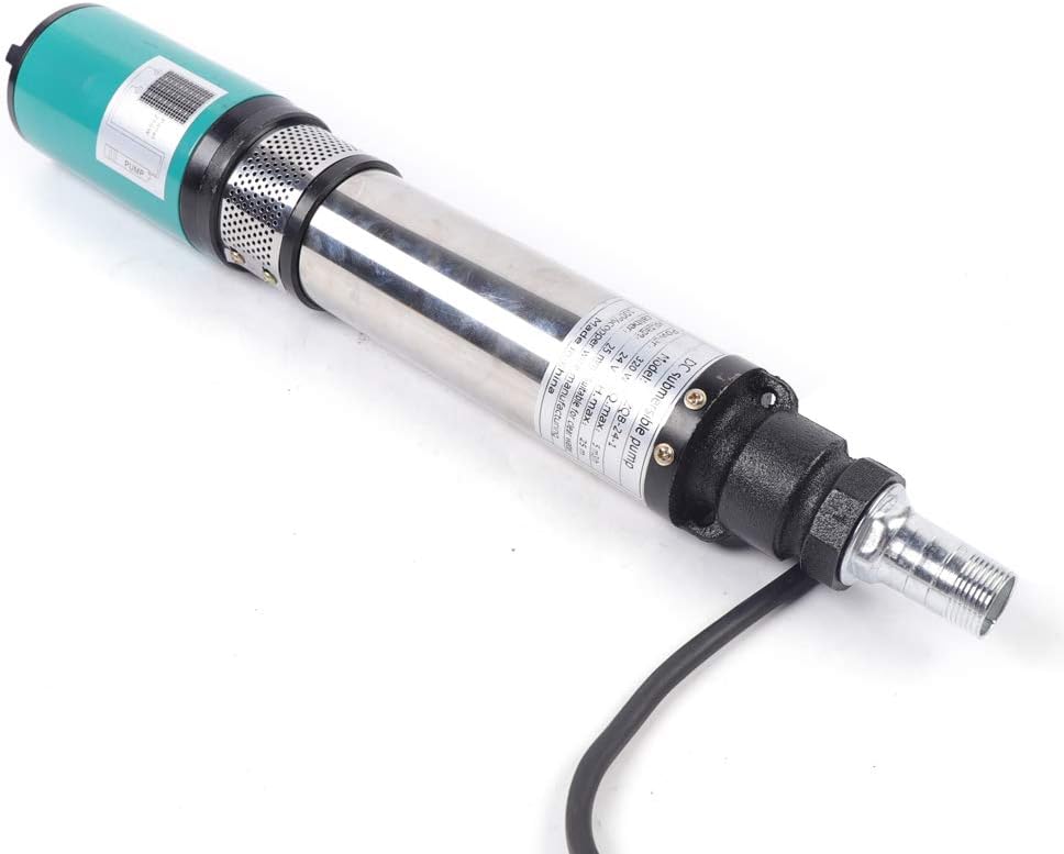 Deep Well Submersible Pump DC 24V 320W Electric Solar Powered Water Pump, 22 GPM Flow, 82ft Lift, Farm Ranch Irrigation Submersible Bore Hole Deep Well Pump 5000 RPM