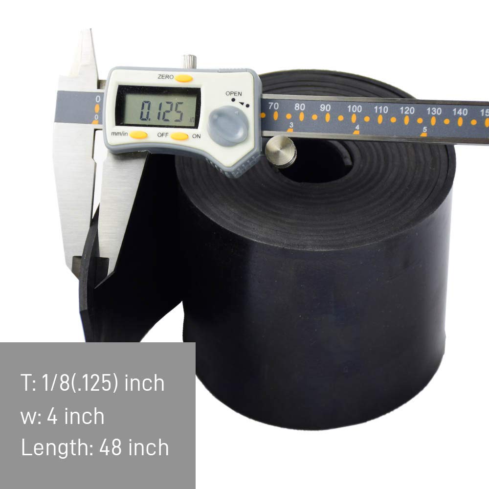 DOBTIM Neoprene Rubber Sheet 1/8 (.125)" Thick X 4" Wide X 48'' Long, Solid Rubber Strips Use for Gaskets DIY Material, Supports, Leveling, Sealing, Bumpers, Protection, Abrasion, Black