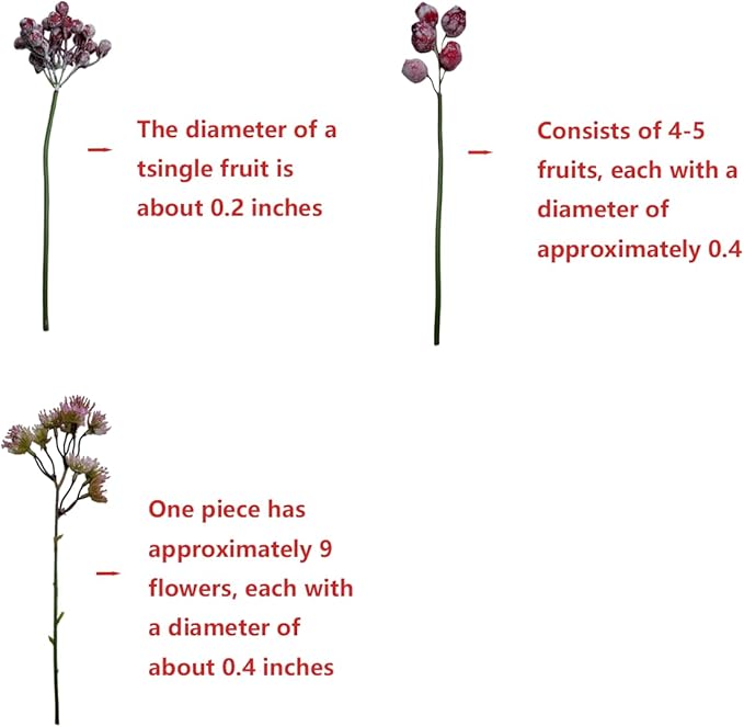 Artificial Flowers with Blueberries 9 Stems - Non Irritating Gas for Indoor and Outdoor Decoration, Home Decor, Wedding Decor and Table Centerpieces（no vase）