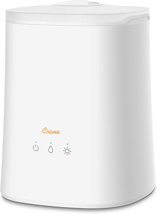 Crane Top Fill Ultrasonic Cool Mist Humidifier for Bedroom and Large Rooms, 1.2 Gallon Essential Oil Diffuser with Nightlight and Auto Shut-Off