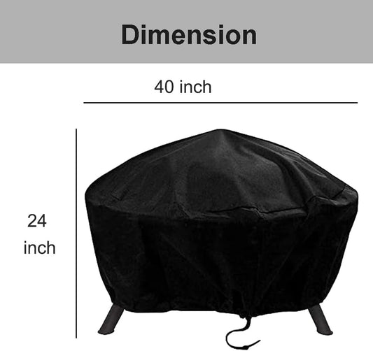 Round Fire Pit Cover, 40 Inches Diameter, 40 x 24 inch Waterproof Firepit Covers, for Patio Fire Pit, Full Coverage Dustproof Anti UV Outdoor Fire Pit Cover