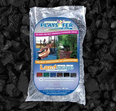 Playsafer Rubber Mulch Nuggets Protective Flooring for Playgrounds, Swing-Sets, Play Areas, and Landscaping (1,000 LBS - 39 CU. FT., Black)