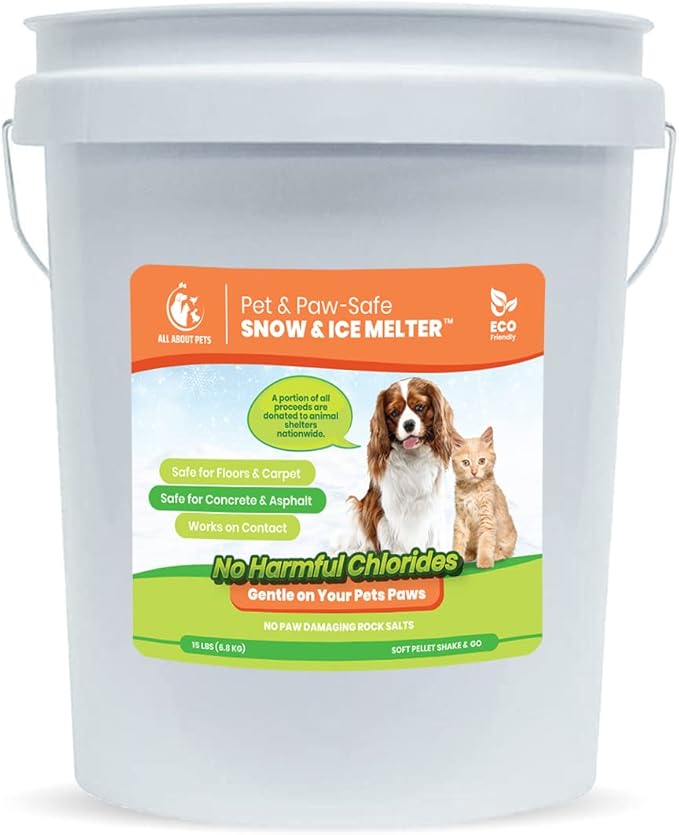 Snow and Ice Melt - Gentle on Your Pets Paws and Made with No Toxic Chlorides or Painful Rock Salt Safe for Dogs & Cats - 15 lb Bucket
