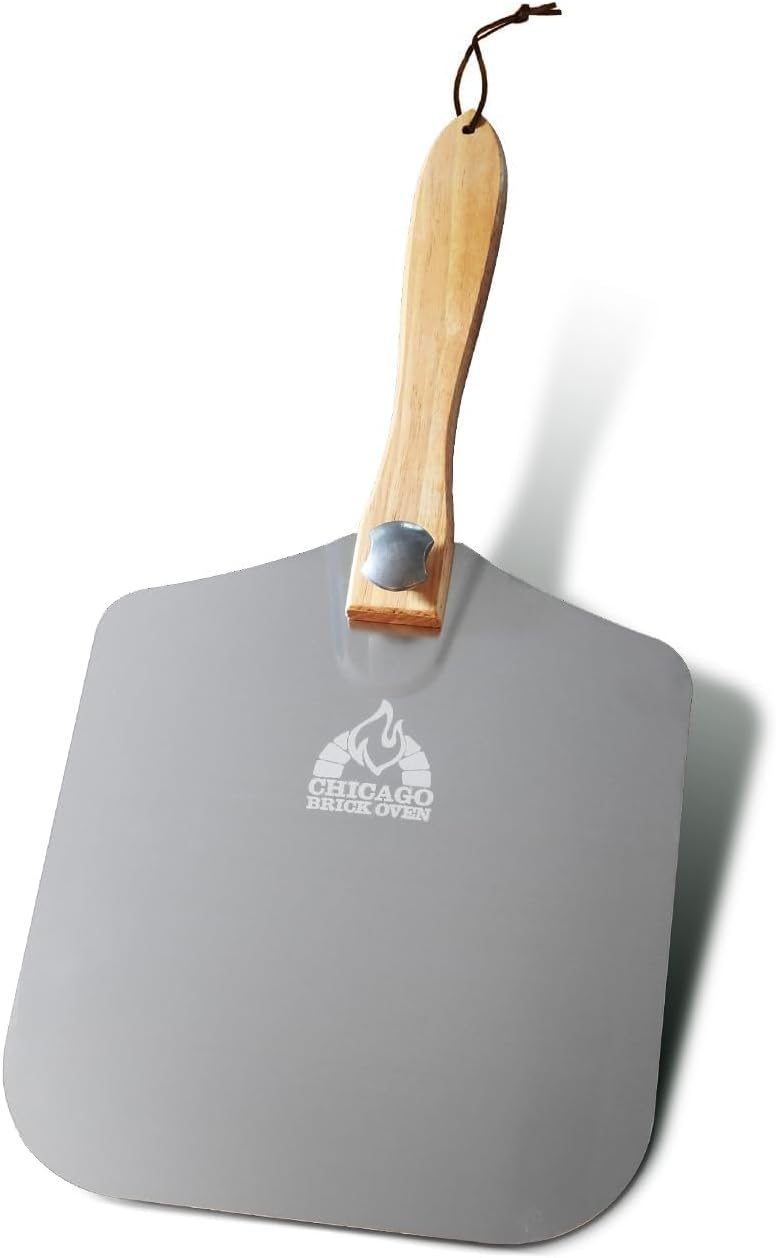 Aluminum Pizza Peel 12" x 14" with Foldable Wooden Handle, 25" Long Turning Spatula, Pizza Paddle, Pizza Spatula Paddle, Aluminum Metal Pizza Peel 12 Inch, Pizza Accessories