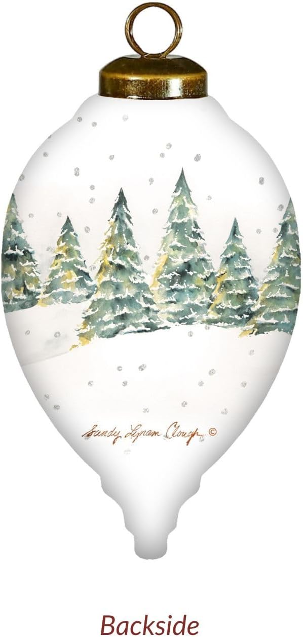 Church Christmas Ornament – Hand-Painted Glass Collectible with Snowy Chapel & Winter Trees – Reverse Painted Church Ornament for Christmas Tree, Holiday Village Décor with Gift Box