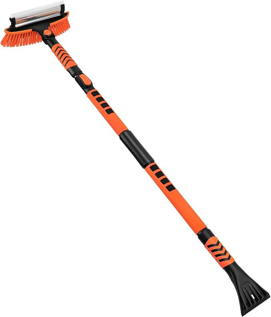 3in1 Snow Brush and Ice Scraper for Car Windshield,58'' Extendable Heavy Duty Snow Broom Vehicle Snow Removal Tool for Car SUV Trucks (58 inch)