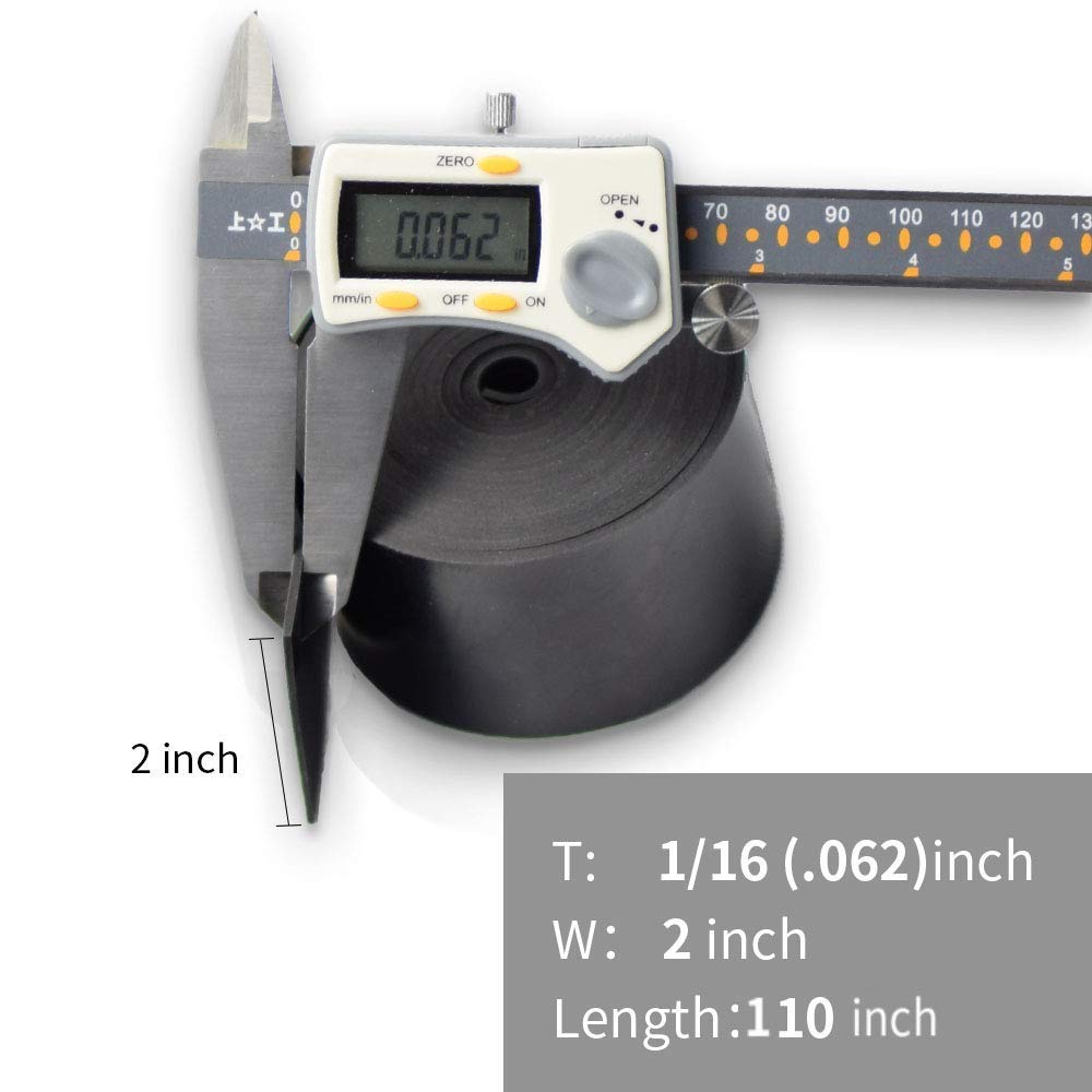 DOBTIM Thin Solid Neoprene Rubber Strips 1/16 (.062)" Thick X 2" Wide X 110" Long, Rubber Sheets, Rolls & Strips Use for Gaskets, Sealing, Bumpers, Protection, Abrasion, Flooring