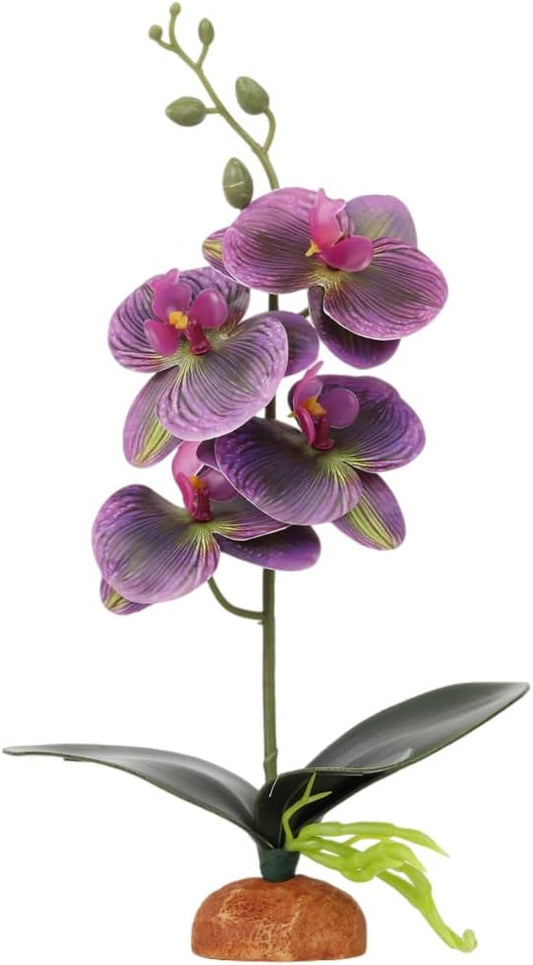 Fake Orchids Artificial Flowers, Reptile Terrarium Decor Plants, Bearded Dragon Tank Accessories fit Crested Gecko Leopard Lizard Chameleon Ball Python Snake Frog (Radiant)