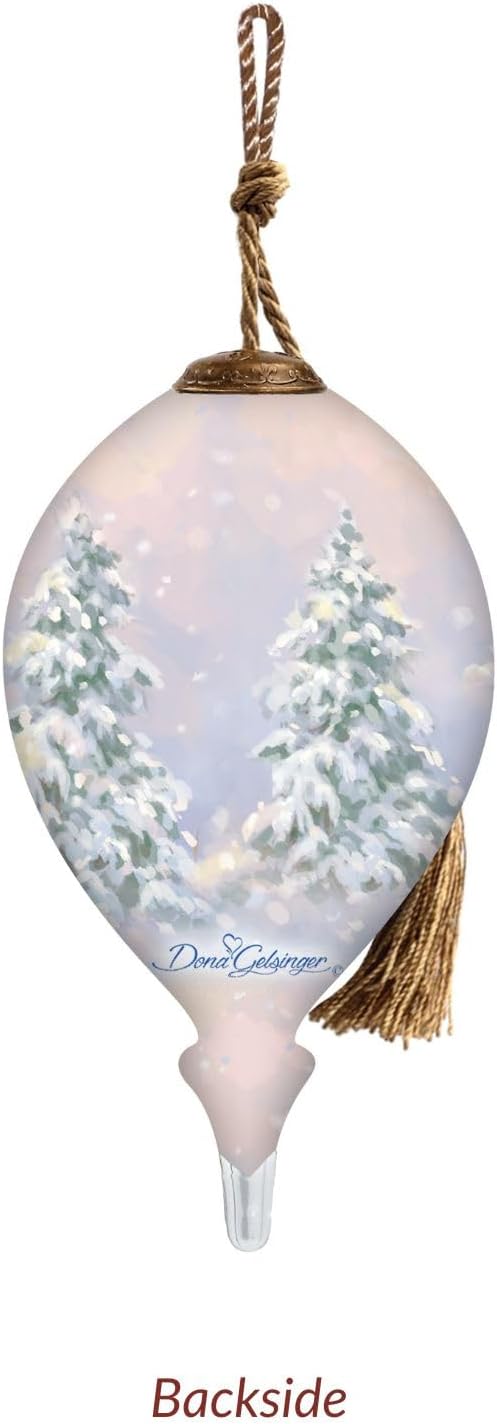 Winter Angel Ornament – Hand-Painted Glass Christmas Ornament – “Peaceful Messenger” Angel with Cardinal Christmas Tree Decoration