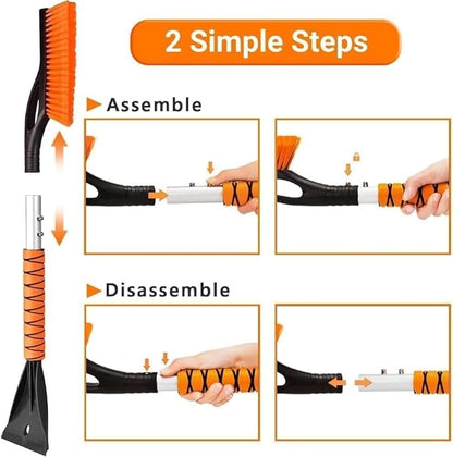 Snow Brush & Ice Scraper, 27 Inch, Ice Scrapers for Car Windshield, Detachable Snow Removal Tool with Ergonomic Foam Grip for Cars, Trucks, Suvs (Heavy Duty Abs, PVC Brush)