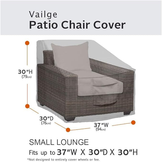 Vailge Patio Chair Covers, Lounge Deep Seat Cover, Heavy Duty and Waterproof Outdoor Lawn Patio Furniture Covers (2 Pack - Small, Grey)