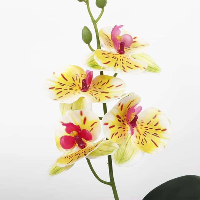 Fake Orchids Artificial Flowers, Reptile Terrarium Decor Plants, Bearded Dragon Tank Habitat Accessories fit Crested Gecko Leopard Lizard Chameleon Ball Python Snake Frog - White