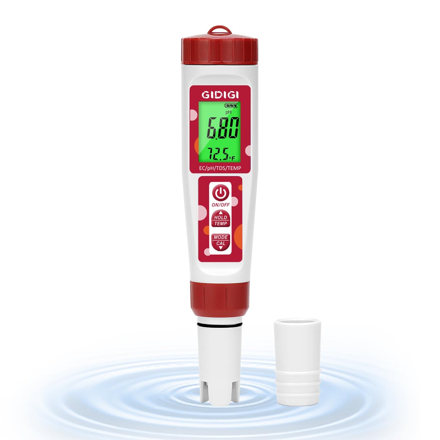 pH Meter for Water, 4 in 1 EC PPM Temp pH Tester for Hydroponic, TDS Water Tester for Drinking Water, Digital pH Meter with Backlit & ATC for Hydroponic Nutrient, Pool, Aquarium, Home Use