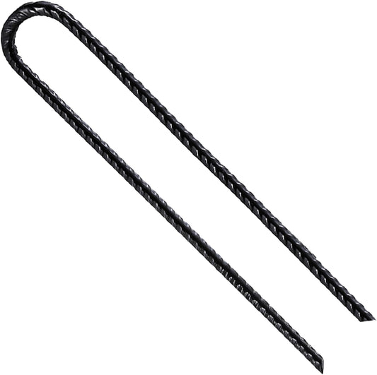 Rebar Stakes U/J Hook Extra Heavy Duty,(50pcs) 12 inch x 1/4 inch Rust Proof Coated Steel Ground Stakes Ground Anchors, Garden Stake Metal Stakes Tent Stake Trampoline Anchors (U-Hook)