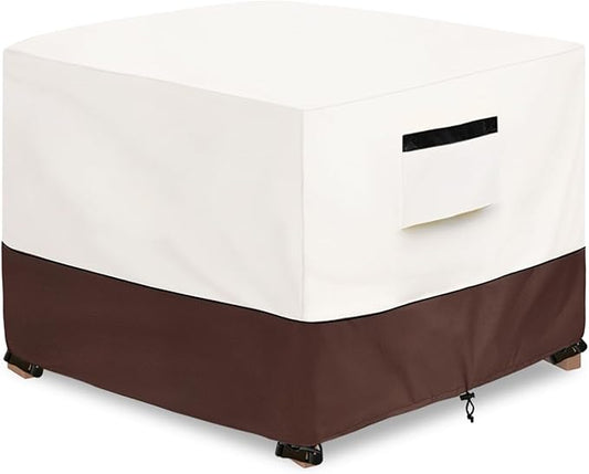 Patio Ottoman Cover,22W x 22D x 18H inch,Waterproof Square Patio Small Side Table Cover,Suitable for 3-Piece Outdoor Wicker Patio Bistro Set Side Table(Beige)