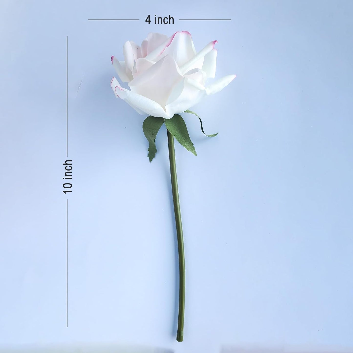 Artificial flower real touch roses feel and look realistic fake roses with short stems, suitable for gift, for wife girlfriend mom friends, Indoor home table，cake, hotel, car decoration (pink white)