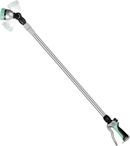 RESTMO 36”-60” Metal Watering Wand, Long Telescopic Tube | 180° Adjustable Ratcheting Head | 7 Spray Patterns | Flow Control, Garden Hose Sprayer to Water Hanging Baskets, Shrubs, Cyan