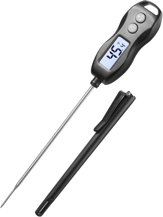 Digital Meat Thermometer Backlight,Waterproof Instant Read Food Thermometer for Cooking Grilling BBQ Baking Liquids Beef Turkey (Black)