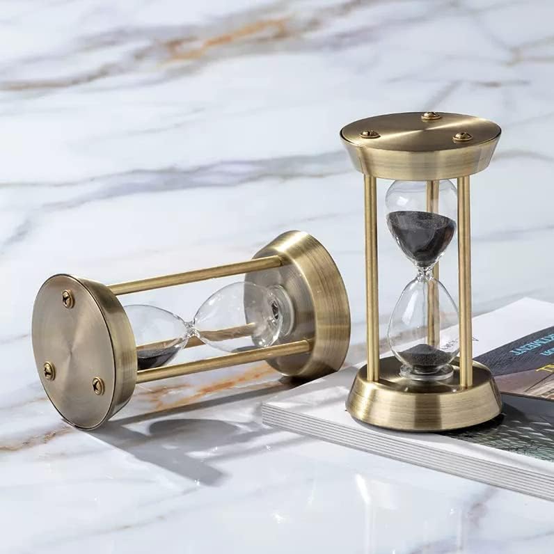 Sanduhr 15 Minuten,Hour Glass,360°-Drehung Metal Vintage Hourglass,Hourglass Decor,for Home Decoration Office Desk Wedding Party Decor Kitchen Timer (Black Sand)