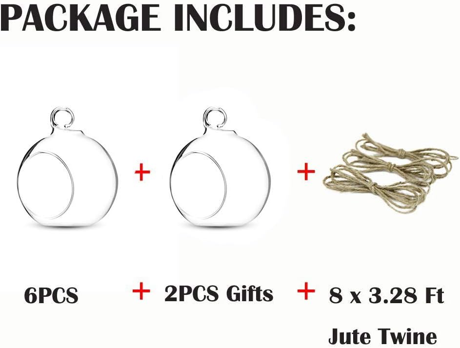 Set of 8 Air Plant Holder Hanging Glass Globe Tea Light Candle Holders Home Wedding Party Centerpieces Decor Indoor Outdoor Tealight Candleholders (8Pcs 4 inches Diameter)