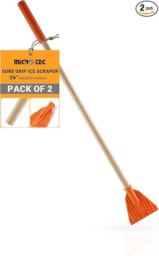 MICRO TEC Shuttsco 26" Sure Grip Ice Scraper – Freeze-Resistant Ice Removal Tool for Cars, Trucks, and SUVs – Long-Handle Scraper for Quick, Efficient Snow & Ice Clearance – Made in USA - Pack of 2