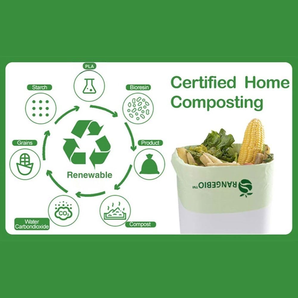 Certified Home Compostable Produce Bags, 1000 Count, 14 x 18 Inches, Hold Up to 14 Lbs, ASTM D6400, EN 13432, US BPI & Europe OK Compost Home Certified
