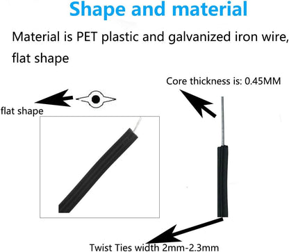Plastic Black 4" Twist Ties, Reusable Cable Ties,Long Garbage Bag Twist Ties, Trash Bag Coated Ties, Twisty Ties for Organizing, Plant Hollding, Office, Christmas Tree (500 Pcs/4 inch)