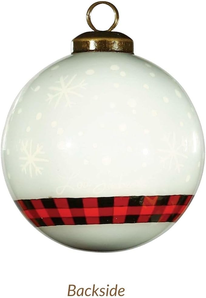 Red Truck Christmas Ornament – Hand-Painted Glass Ornament with Black Red Plaid – Vintage Red Truck Christmas Decor for Christmas Tree