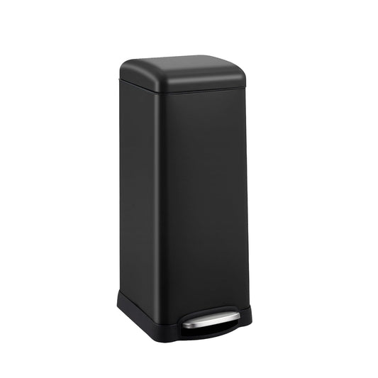 8 Gallon/30 L Kitchen Trash Can, Fingerprint-Proof Stainless Steel Garbage Can with Soft Close Lid, Foot Pedal, Removable Inner Bucket for Home, Office, Bedroom, Bathroom, Black